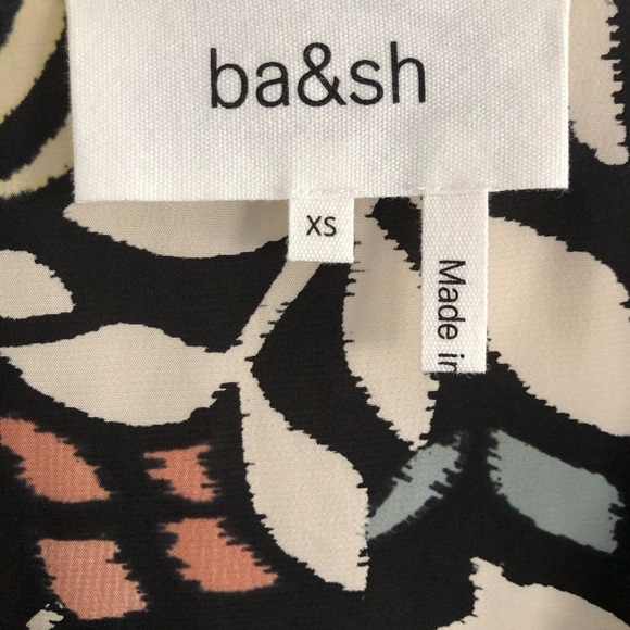 ba&sh Top Cross Black Floral Viscose V-Neck Three Quarter Sleeve Blouse Size XS - Picture 3 of 13